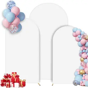 Set of 3 wedding arch cover 72ft 66ft 6ft white spandex arch covers stretchy backdrop round top chiara backdrop cover for wedding birthday party baby shower banquet decoration white