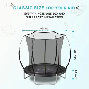 8FT Springless Trampoline for Kids and Adults - Recreational Trampolines with AntiRust Coating - Bungee Cords Outdoor Trampoline for Kids - No-Gap Design Zipper System-Black ai  bunny  trampoline