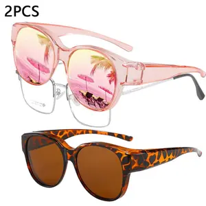 2026 Christmas Gift  2PCS Fit Over Glasses Sunglasses for Women Men, Oversized Cat Eye Sunglasses Polarized 100% UV400 Protection Eyewear Lightweight Classic Fun Trendy