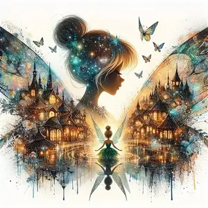 5D DIY Diamond Arts Colorful Painting Kit, Fairy Pattern Diamond Arts Colorful Painting without Frame, Handmade Craft Wall Art Decoration, Diamond Art Tools, Diamond Painting Kits