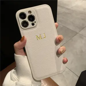 Personalised Customized Name Case For  17 16 15 14 13 12 11 Pro Max Initials Letters Leather Cover 13 15 16 17 Air Pro Max