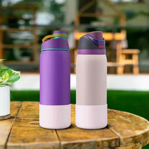 2PCS Silicone Water Bottle Boot for Owala 24oz 32oz 40oz, Anti-Slip Protective Sleeve Bottom Bumper Protector for FreeSip, Twist, and Flip Stainless Steel Water Bottles Colorful Cover Colorful Cover Cup Drinkware Mug Reusable Peace Resistance