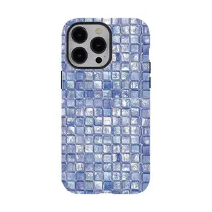 Holographic Mosaic Tile Phone Case Shimmering Disco Aesthetic, Tough protective phone case,Compatible for iPhone