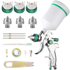 ENDOZER Professional HVLP Spray Gun Set Gravity Feed Air Spray Gun with 1.3, 1.5, 1.8mm Nozzles, 20 oz, 600cc with Gauge for Auto Paint, Primer, Clear/Top Coat & Touch-Up