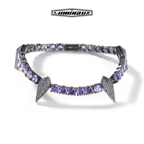 Men's Iced Out Black Panther Statement Tennis Bracelet - Copper Alloy Copper Bracelet Cuffs, D Color VVS CZ Stones, Exquisite Trendy Daily Elegant Jewelry Accessory, Panther Motif Men's Accessory, Men's Accessories