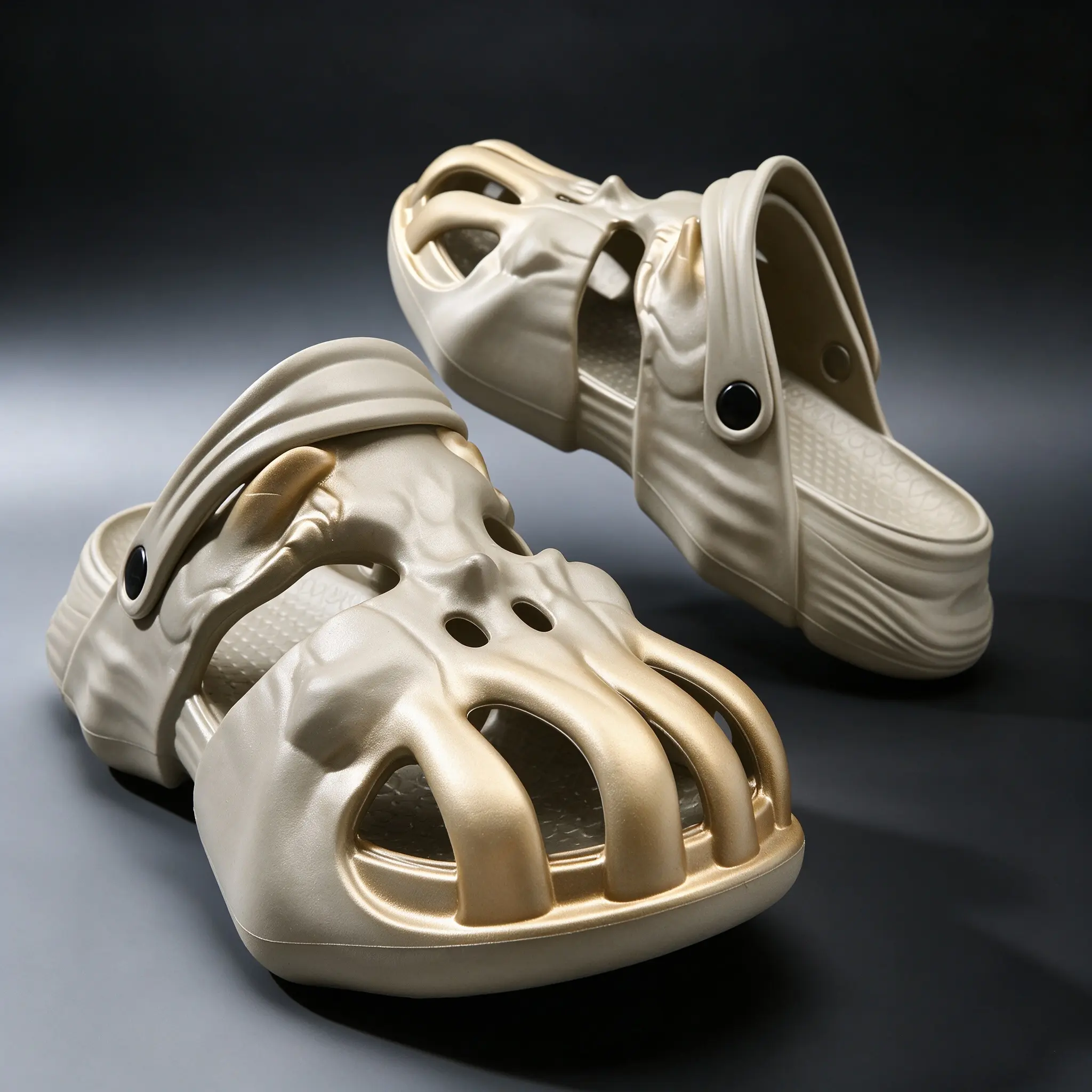Skull Clogs for Men Women, 2 in 1 Convertible Straps Hollow Out Skeleton Sandals, EVA Non Slip Platform Slides, Gothic Weird Fashion Closed Toe Beach Slippers Boy Flatform Flipflop Footwear Shoe Walking Shoes Flatform Walking Shoes Flipflop Summer