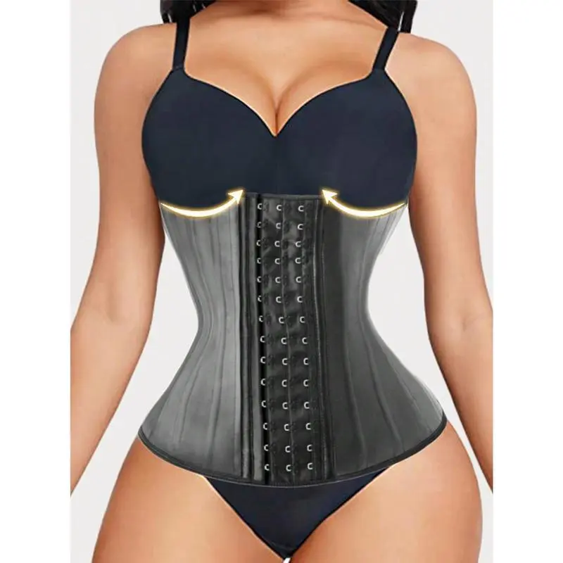 1pc Latex Curves 25 Steel Bone Waist Trainer Belt Corset Firm Control Body Shaper Cincher  Underbust Hourglass Sports Girdle Fajas Womenswear Everyday Compression holiday shape wear sale tummy solid color  top rear open bust shapewear set high stretch