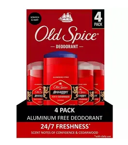 Old Spice Swagger Aluminum-Free Deodorant for Men 3 oz 4 Pack Scent Notes of Confidence & Cedarwood 24/7 Freshness