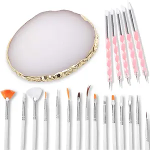 21 pcs Nail Art Tools Kit, Includes resin nail art palette, nail art markers and nail art brushes, ideal for nail art, painting, detailing, DIY nail art, and nail art enthusiasts