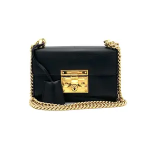 Pre-owned GUCCI Leather Shoulder Bag Padlock Guccissima Black Small#4186