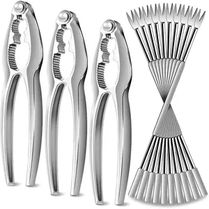Crab Leg Crackers and Tools - Premium No Rust Lobster Crackers & Seafood Forks,Nut Crackers Crab Leg Crackers Stainless Steel Seafood Tools, 3+10 Pack Crab Meat Pickers & Seafood Shellers