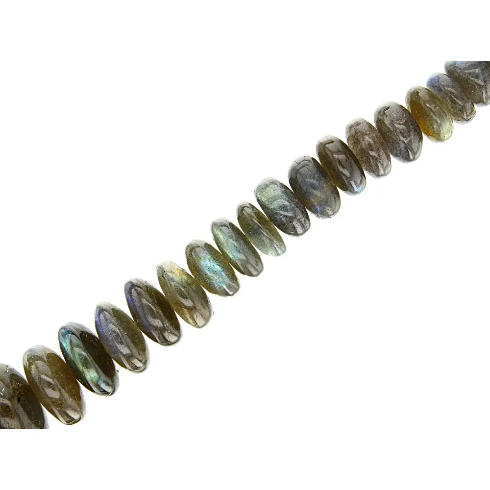 JTV Labradorite Appx 12-20mm Graduated Smooth Rondelle Bead Strand Appx 15-16" in length