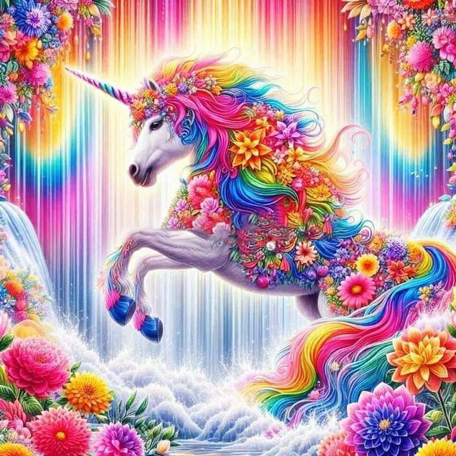 1pcs 5D DIY diamond painting kit, 5D diamond art set, DIY decorations, colorful unicorn diamond painting kit full round diamonds DIY, mosaic, diamond art, DIY art home decor, suitable for Halloween and Christmas, Diamond Pattern Design