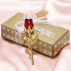 2026 Crystal Glass Rose Flower Figurines Craft Wedding Valentine's Day Favors and Gifts Souvenir Table Decoration Ornaments Box Bouquet graduation season gift