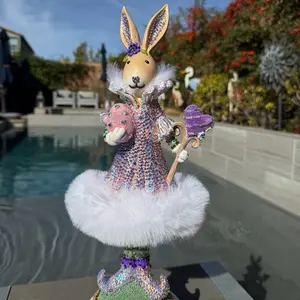 Bunny Rabbit Glam in Rhinestones pink purple green