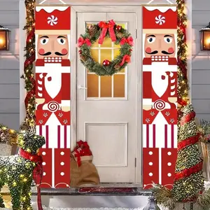 2pcs Christmas Nutcracker Door Hangers, Holiday Entrance Decor, Festive Banner Set, Home and Party Decoration