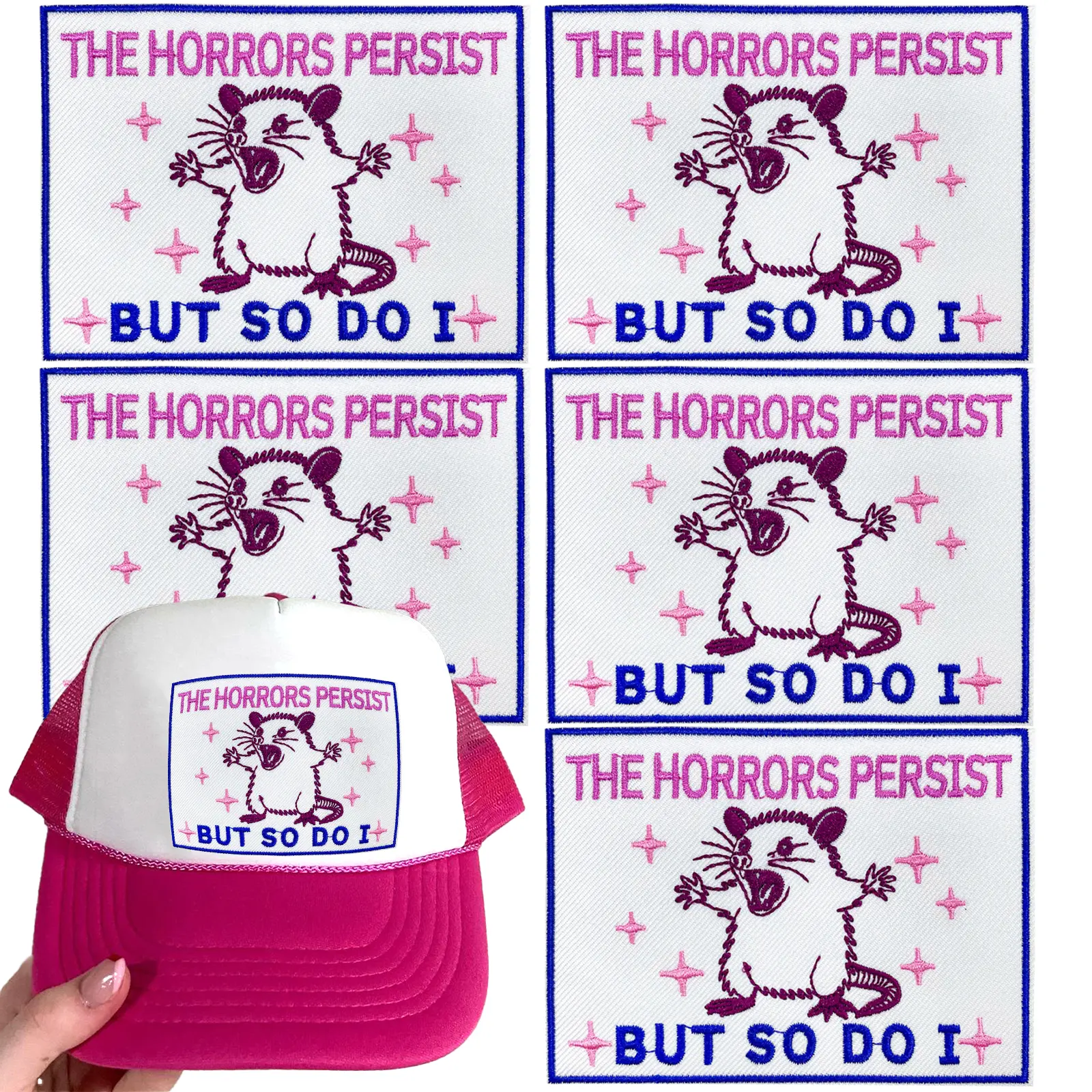 CY 5PCS Iron on Patches Tucker Hats Funny Phrase Embroidered Appliques DIY Accessories for Clothing Bags Jackets Jeans Backpacks