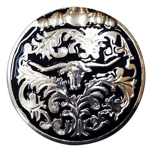 Set of 2 Western Screw Back Concho Long Horn Black Saddle Bling Cowgirl