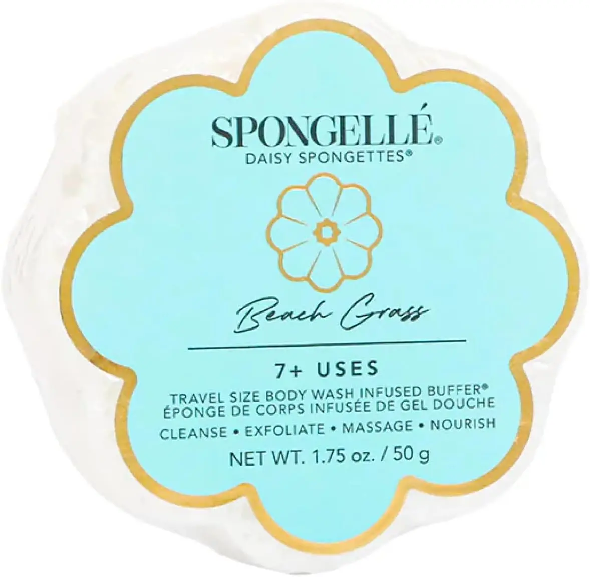 Spongellé Beach Grass Daisy Spongette Body Wash Sponge, Travel Size, 7+ Uses