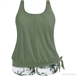 Women Plus Size Tankini Swimsuit - Two Piece Bathing Suits Tankini Top with Shorts Wide StrapsXXALUE BAZAAR11