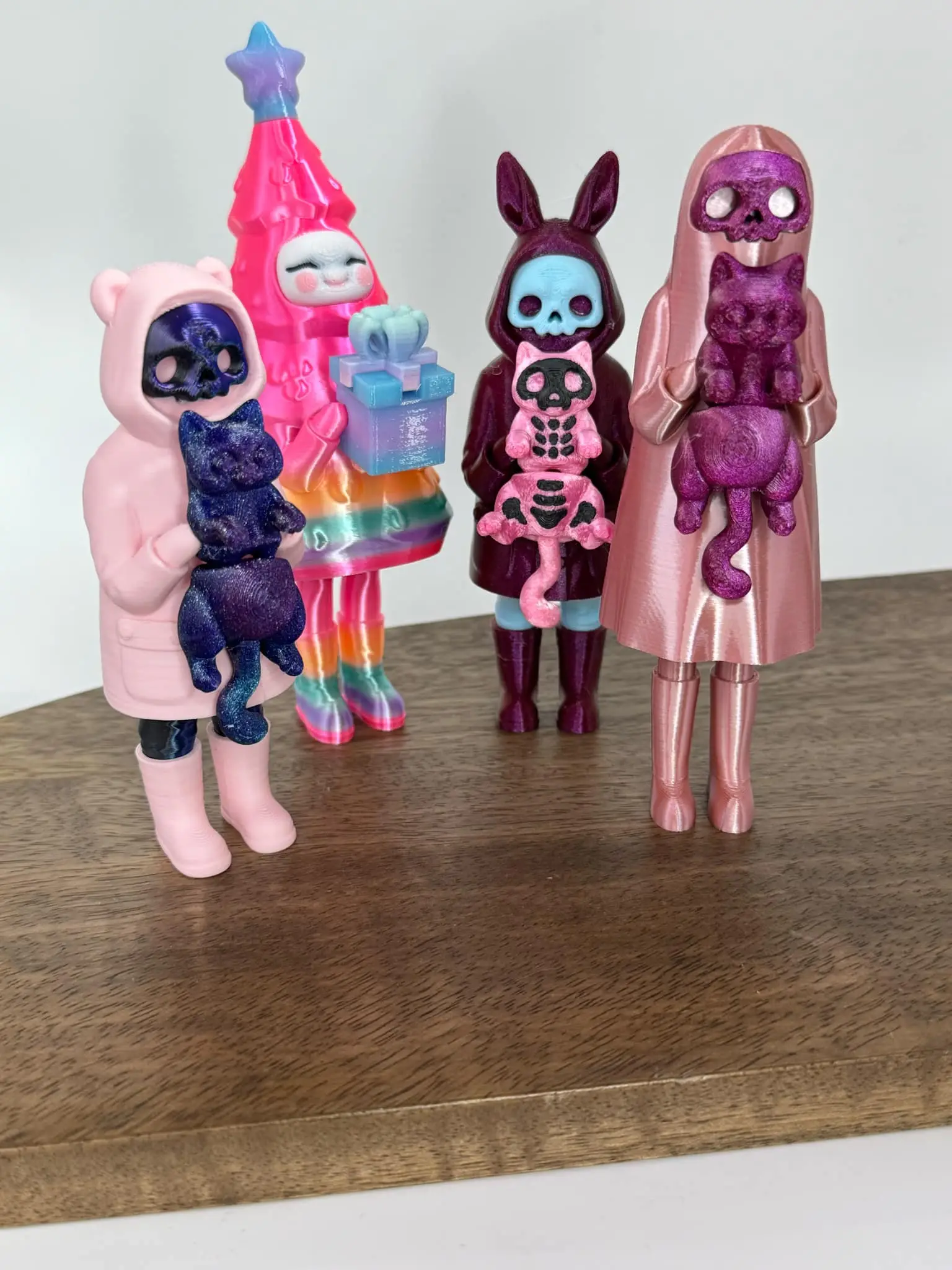 Little Dark and Her Cat 3D Printed Home Decor Spooky Skeleton Christmas Unique Gift