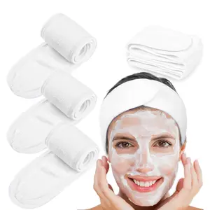 6Pcs Spa Headband for Women Ultra Soft Adjustable Makeup Hair Band with Magic Tape, Stretch Head Wrap for Bath, Shower, Facial Mask, Yoga (White) - Home Improvement.