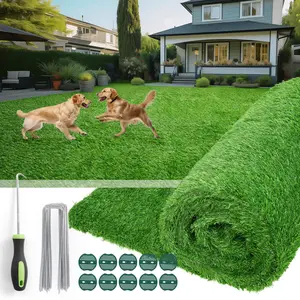 Green Artificial Turf Carpet 1.2 Inch High Density Synthetic Grass Mat with Drainage Holes & Rubber Bottom for Indoor Outdoor Courtyard Garden Balcony Terrace Decorative Fake Greenery Home Decoration  Durable Eco-Friendly Material
