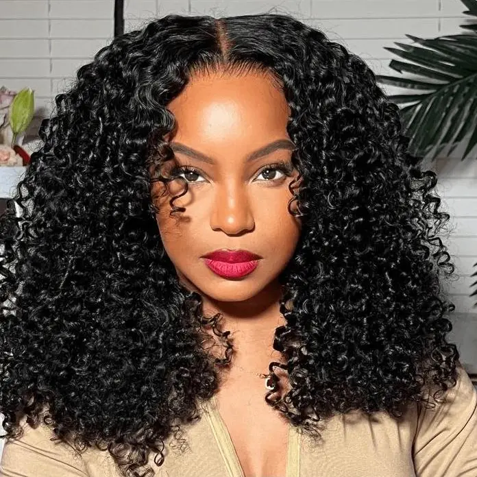 Tuneful Glueless 6X4 Wear Go Kinky Curly Hair Wigs HD Lace Clousure Wig Pre Plucked Curly Brazilian Transparent Lace Front Wigs kinky curly Hair Dealsforyoudays