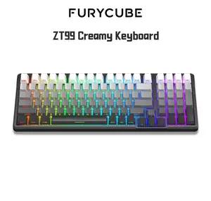 FURYCUBE x ZIFRIEND ZT99 Mechanical Creamy Keyboard - 99 Keys with Numpad, Gasket Mount, Gradient Side-Engraved PBT Keycaps, Hot-Swappable, RGB Backlit, Wired/USB-C for Gaming & Office