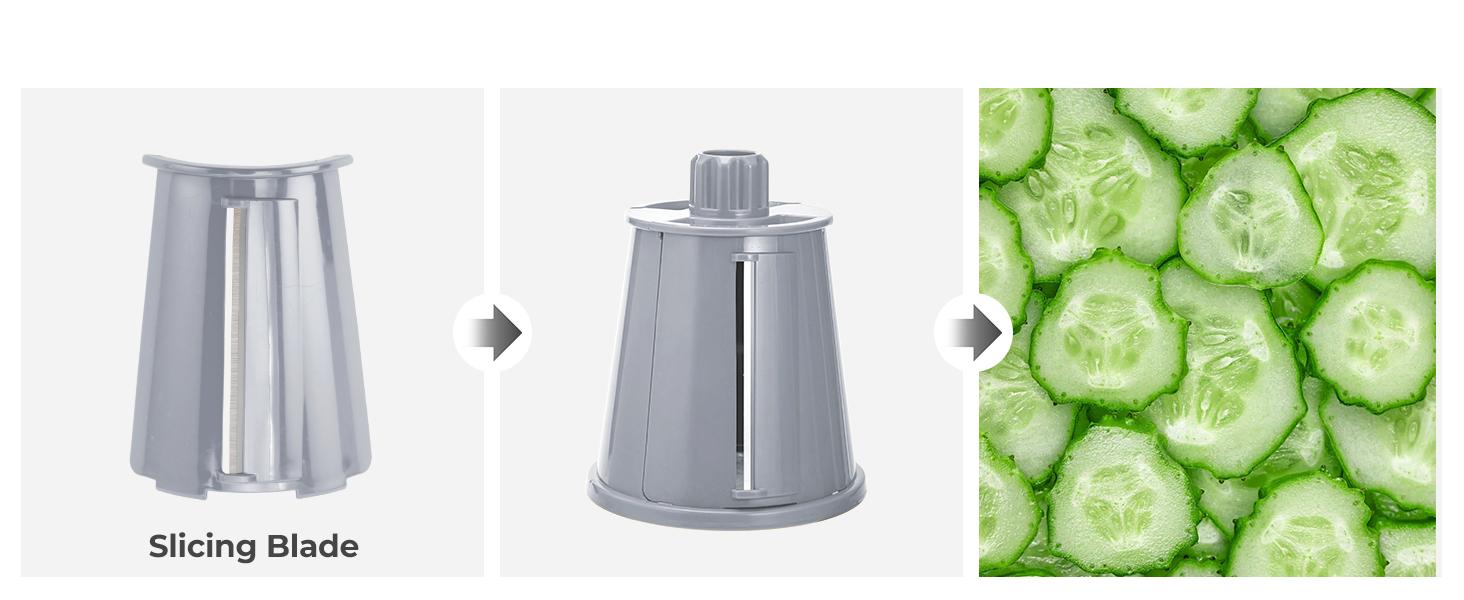 SUSTEAS Rotary Food Grater with Handle, Comes with 5 Well-Designed Blades and Strong Suction Cup Base, Comes with 1 Blade Storage Box Kitchen Vegetable Cutting Slicer Vegetable Cutter Utensils Green