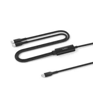 Belkin BoostCharge Pro Braided USB-C to Dual USB-C Cable 140W, Black, 5ft/1.5m Belkin BoostCharge Pro Braided USB-C to Dual USB-C Cable 140W, Black, 5ft/1.5m