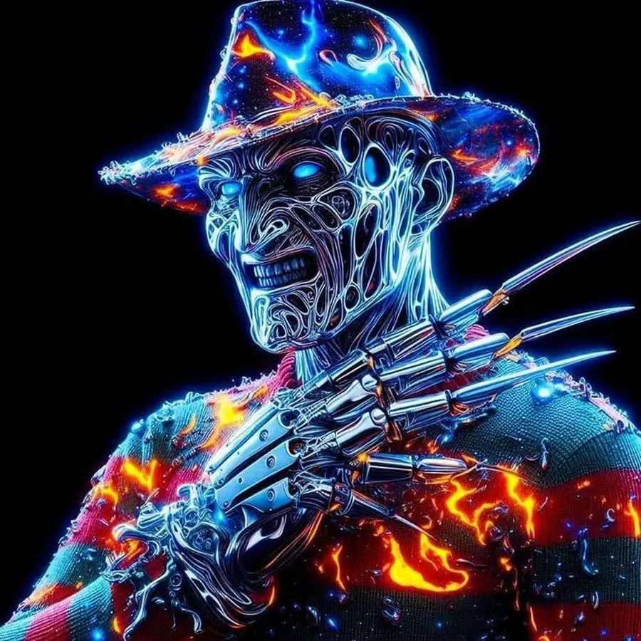 5D DIY Full Drill Round Diamond Painting - Diamond Art Kit Mechanical Horror Man Mosaic, Canvas - DIY Decorative Painting, Home Wall Decor, Suitable for Halloween and Christmas, Birthday and Anniversary Gifts, Neon, Crafts
