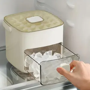48-Grid Ice Maker with Easy Press Lid - Double-deck portable design includes silicone trays, durable plastic construction for DIY frozen food and beverages, ideal for summer beverages, Countertop Ice Maker, Beverage Cooling