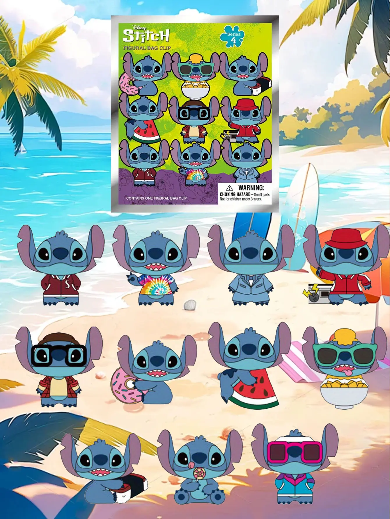 Disney Officially Licensed Stitch Series 4 Blind Bag Cute Keychain Bookbag Key Lanyard Stitch Personalized Pendant Unique Quirky Cute Image Surprise Bag Birthday Surprise for Fans and Friends, Keychain Accessory, Plastic, Car Keychain Accessories