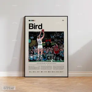 Larry Bird Poster, Bird Boston Print, Framed Bird Celtic Art, Larry Bird Fan Gift Idea, Boston Celtics Wall Art, Basketball Décor