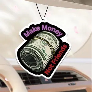 Make Money Car Air Freshener Ornament with Aromatic Citrusy Scent, Car Rear-view Mirror Hanging Aromatherapy Tablet Decoration, Car Interior Decoration Accessories, Car Fragrance