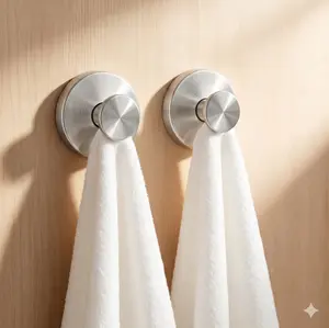 Suction Cup Hooks Heavy Duty Waterproof Stainless Steel Wall Hooks, No Drill Removable Reusable Vacuum Suction Hook for Bathroom Kitchen Shower Towel Robe Hanging Home Storage