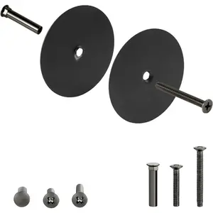 1 Pack Matte Black Round Door Knob Hole Cover Plate 2 5/8" Diameter Deadbolt Hole Filler Plate with 1" and 1.5" Screws, Repair Lock and Door Holes for Home Security