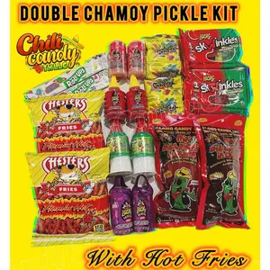 Double Chamoy Pickle Kit with Hot Fries Snack - Multipack of Snack Variants Including Double Chamoy Pickle and Candy - Gift Set Pack