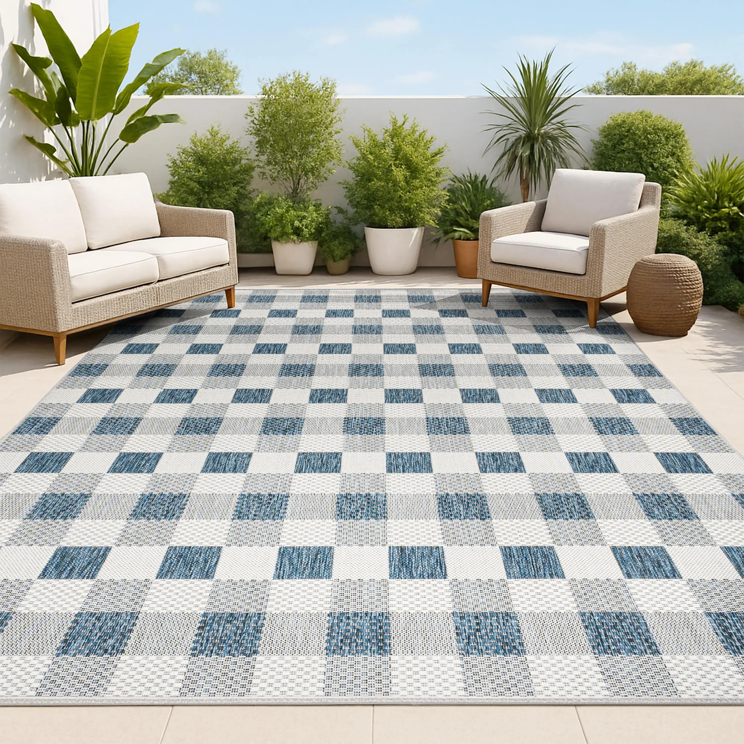 JONATHAN Y Darcy Traditional Bold Gingham Checkered Rug - Geometric Pattern French Country Area Rug for Living Room, Bedroom, Geometric Pattern Area Rugs