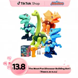 Kids dinosaur toys, disassembled dinosaur toy car with electric drill, STEM electric toys, can be used as Christmas birthday gifts Action Figures