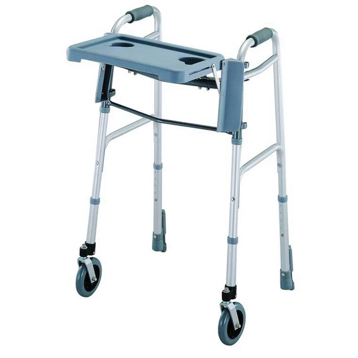 Durable Plastic Walker Tray with 2 Cup Holders, 16"(w)x12"(d) Size, Easy-Clean, Easy-Install, Fold-Down Design, Fits Most Manufacturers' Walkers, Room-to-Room Use, Ideal for Carrying Personal Items