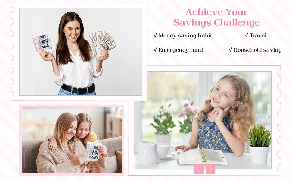 Mini Money Saving Binder, $1000 Savings Challenge Book with 25 Envelopes, Portable Budget Tool