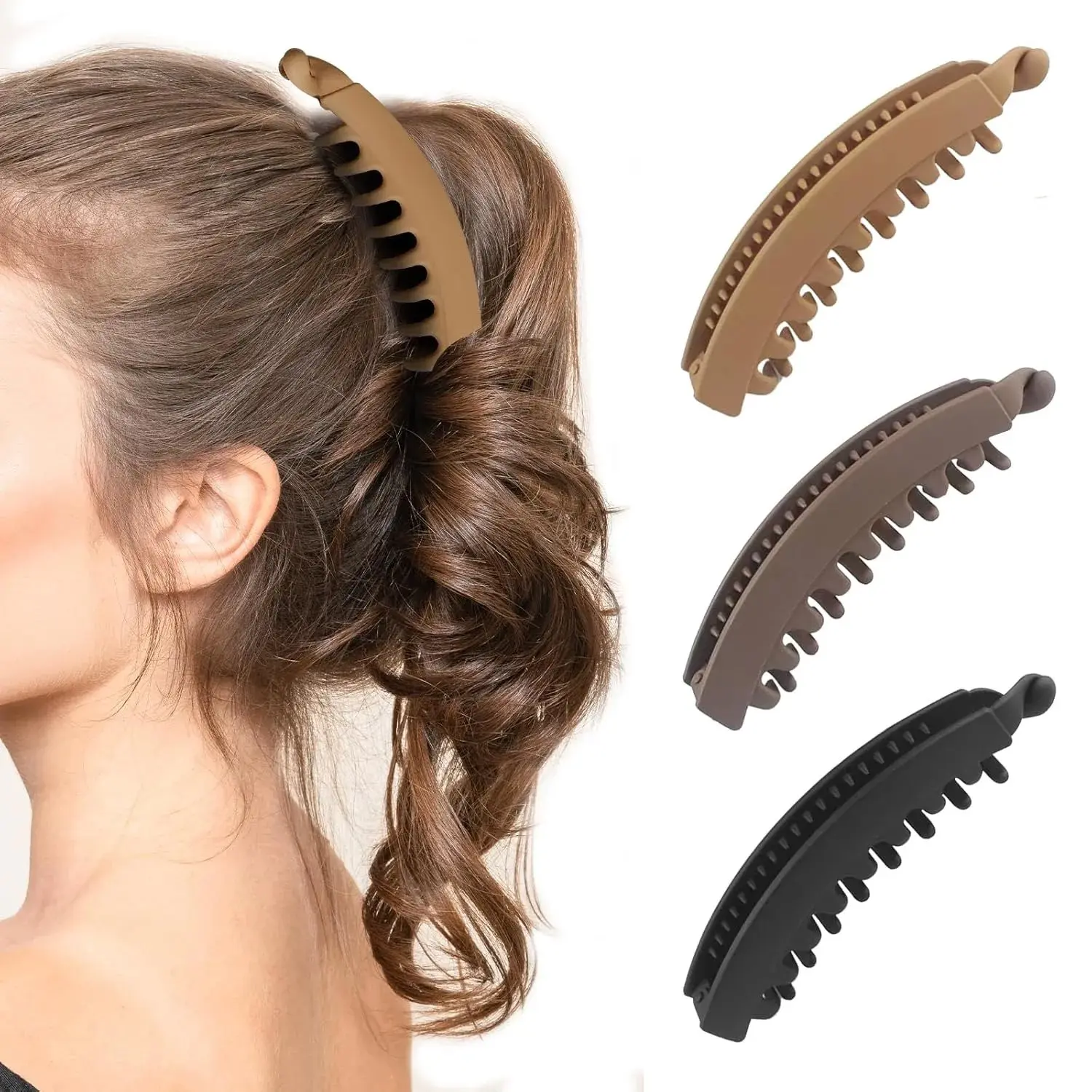 Banana Hair Clips for Women 5.1'' Large Claw Banana Clips for Thick Hair Cute Accessories 3pack