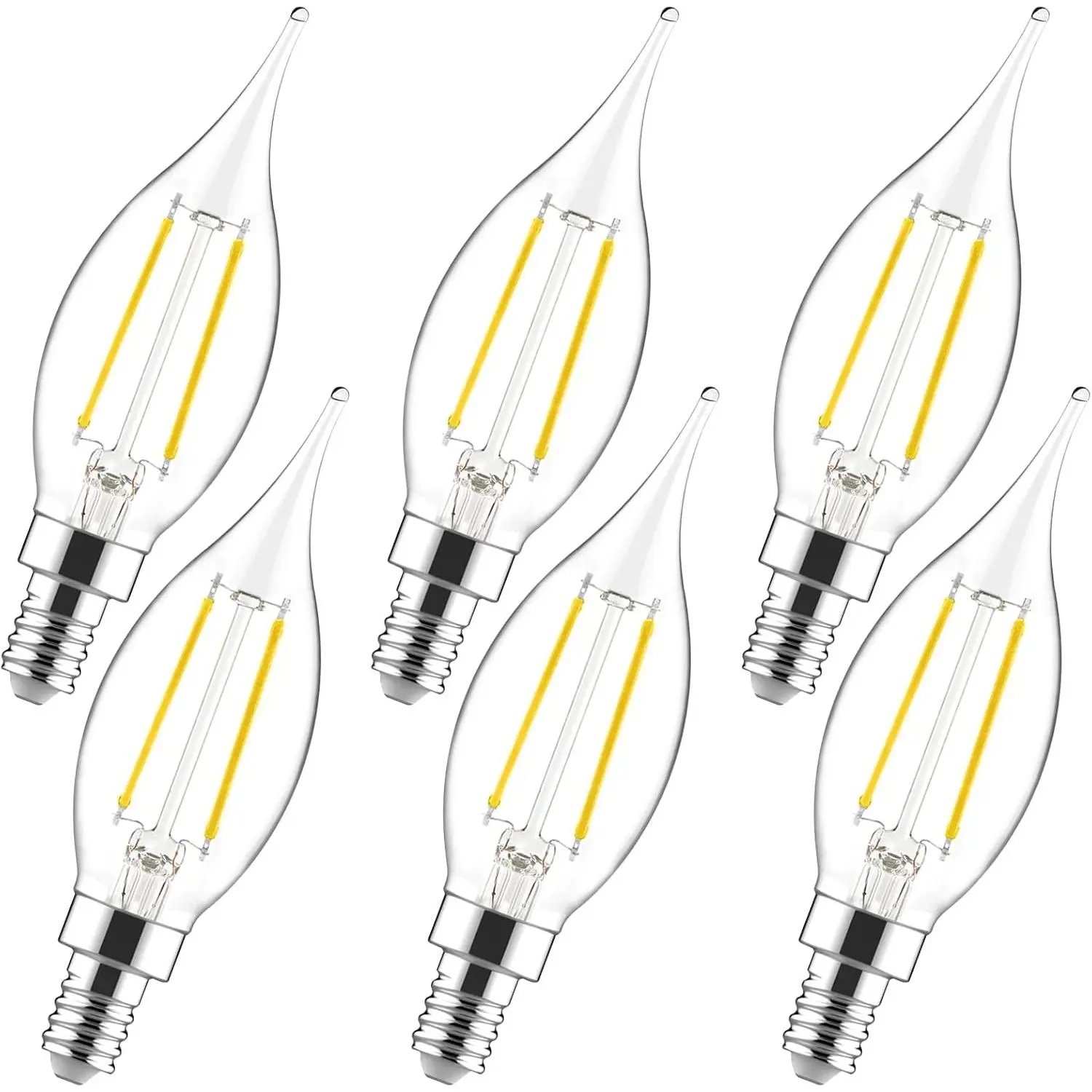 E12 Candelabra LED Bulbs Dimmable, 40W Equivalent CA10 Chandelier Light Bulbs, 5000K Daylight White Candle Bulbs for Chandeliers, Ceiling Fan, Pendant Light, 6 Pack