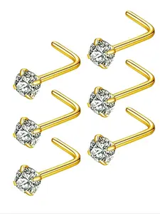 6PCS surgical steel nose stud for female male nostril piercing jewelry Nose Ring Jewelry