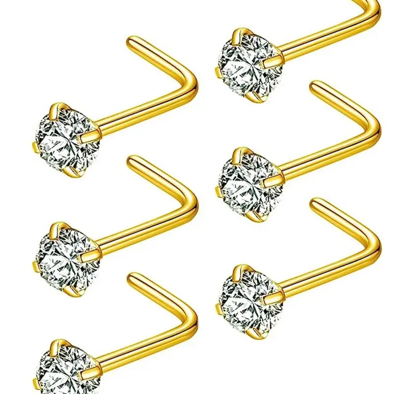 6 Pcs Surgical Steel Nose Studs Set for Men & Women, Nose Piercings, Nostril Piercing Jewelry, High-Quality Accessories