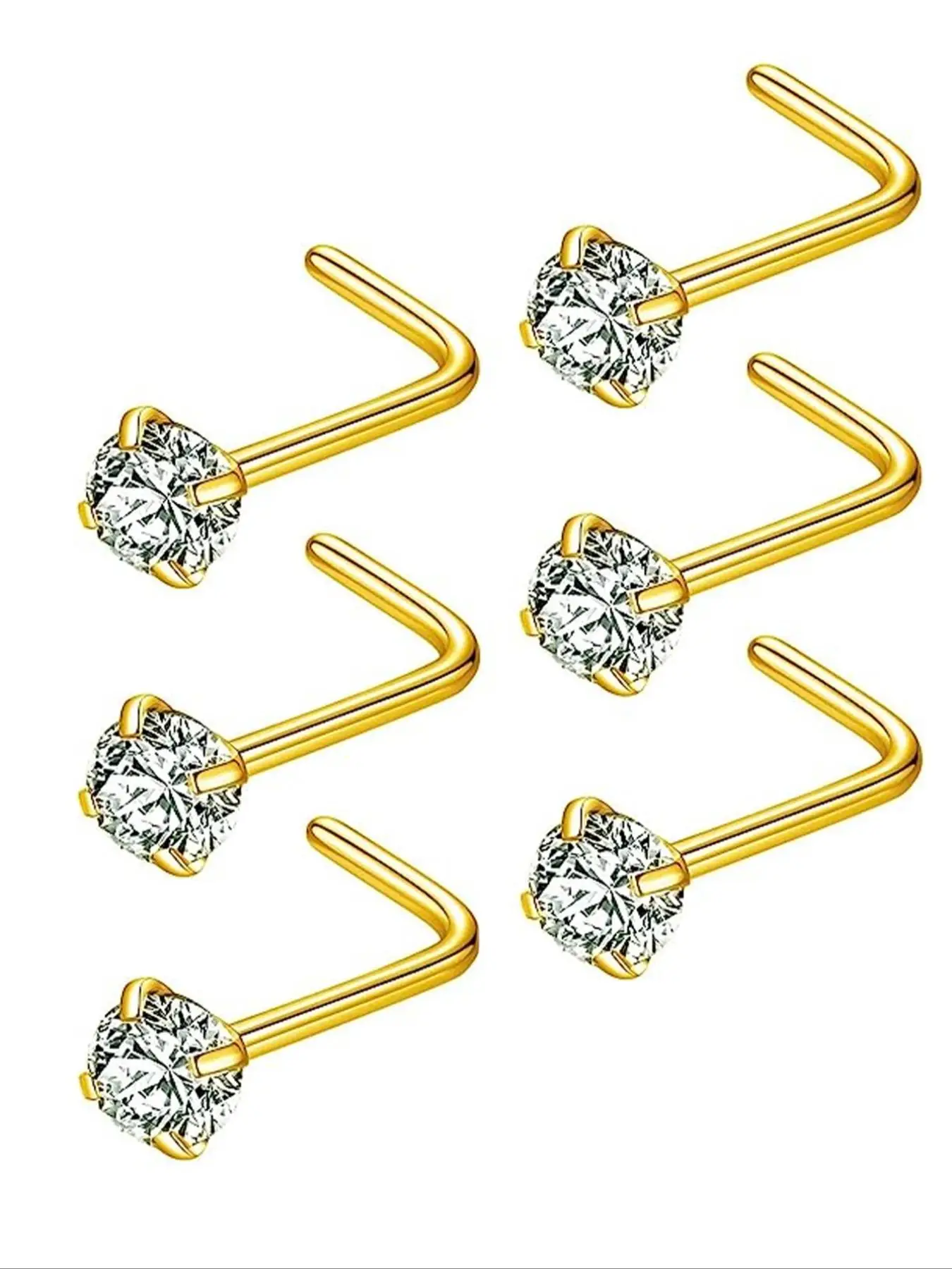 6PCS surgical steel nose stud for female male nostril piercing jewelry