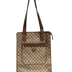 Pre-owned GUCCI canvas Shoulder Bags GG supreme sherry large tote bag