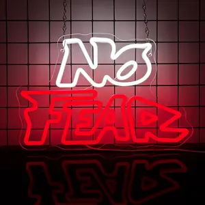 Vibrant No Fear LED Neon Sign, Wall-Mounted LED Light up Neon Light Perfect for Room, Car Shop, Garage, Man Cave,Truck Vehicle, Led Neon Lights